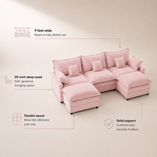GOSUHI | 108\" U-Shaped Modular Cloud Sofa